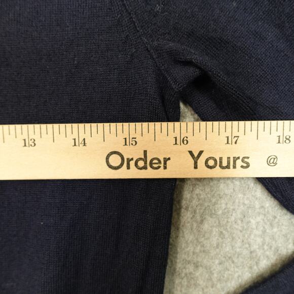 Banana Republic Sweater Womens Small Baruffa Merino Wool Navy Blue Crew Neck - Picture 6 of 8